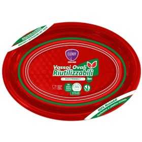 CLENDY VASSOIO OVALE RIUTILIZZABILE ROSSO PZ. 3