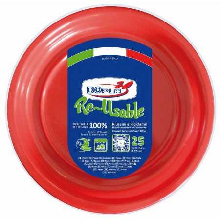 DOPLA RE-USABLE PIATTI ROSSO FONDI 25 PEZZI