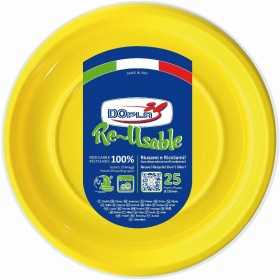 DOPLA COLOR RE-USABLE PIATTI PIANI GIALLO 25 PEZZI