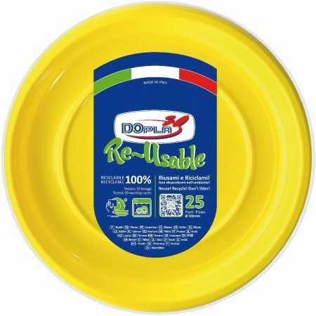 DOPLA COLOR RE-USABLE PIATTI PIANI GIALLO 25 PEZZI