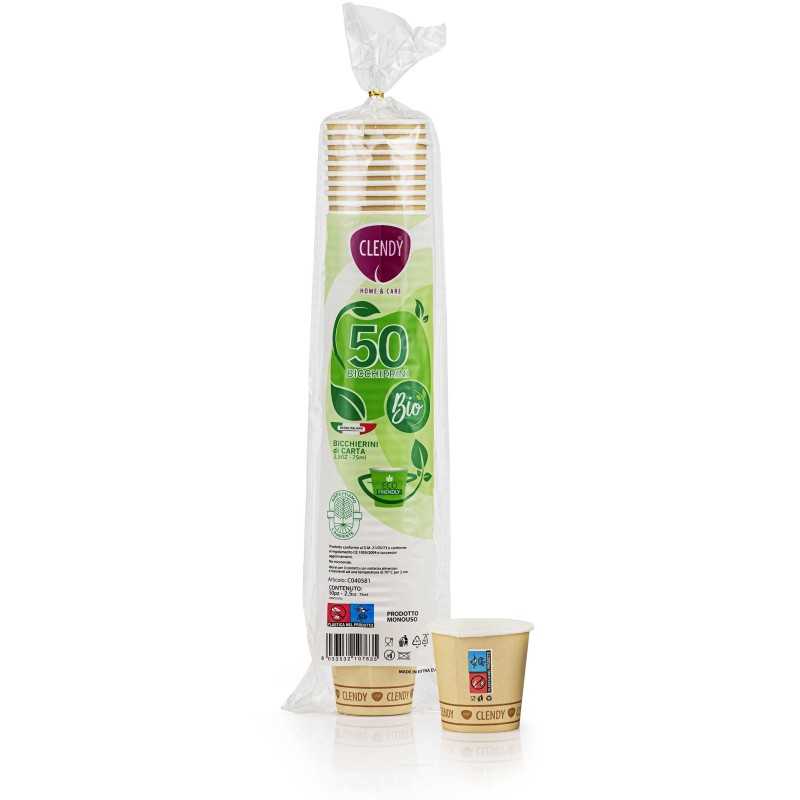 BIOZOYG 50 bicchieri per gelato biologico in cartone kraft marrone, bicchieri compostabili, non sbiancati, bicchieri di carta biodegradabili, 125 ml