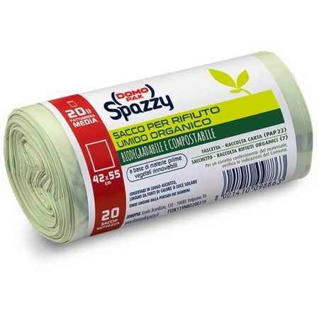 DOMOPAK SPAZZY SACCO PATTUMIERA BIODEGRADABILE 20L 20 PEZZI
