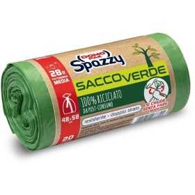 DOMOPAK SPAZZY SACCO PATTUMIERA VERDE 28L 20 PEZZI