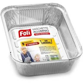 FOLI' VASCHETTA IN ALLUMINIO CON COPERCHIO 5 PORZIONE 2 PEZZI