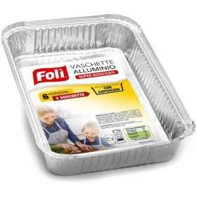 FOLI' VASCHETTA IN ALLUMINIO CON COPERCHIO 6 PORZIONE 2 PEZZI