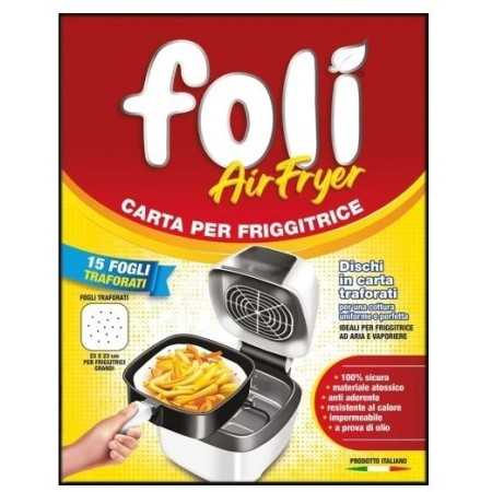 FOLI' CARTA PER FRIGGITRICE AD ARIA QUADRATA CM. 23x23 FOGLI 15