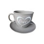 PORTACIALDE TAZZONE GRIGIO LUCIDO SCRITTA CAFFE 23042H