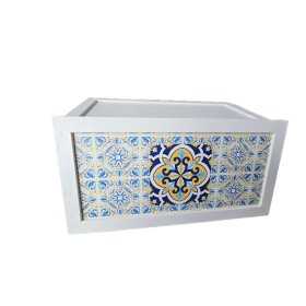 PORTAPANE BIANCO DECORO MAIOLICA