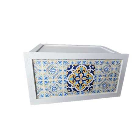 PORTAPANE BIANCO DECORO MAIOLICA
