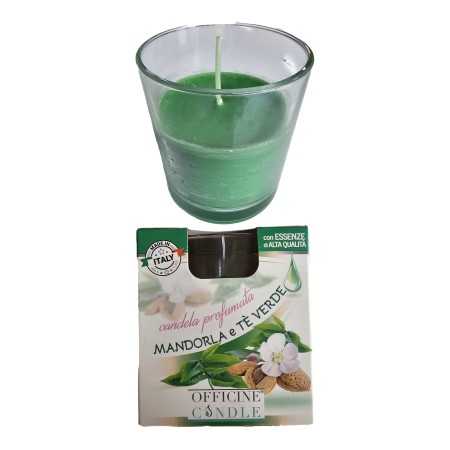 Candela profumata Mandorla te verde con bicchiere