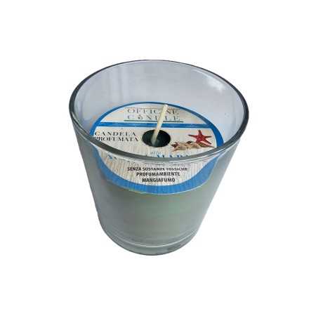 Candela profumata Acqua Marina con bicchiere