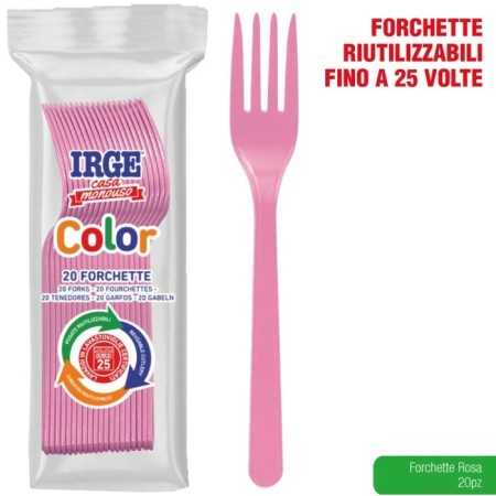 IRGE FORCHETTE DI PLASTICA PP ROSA PZ. 20