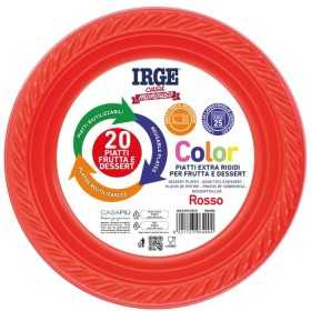 IRGE PIATTI DI PLASTICA RIUTILIZZABILI DESSERT ROSSI PZ. 20