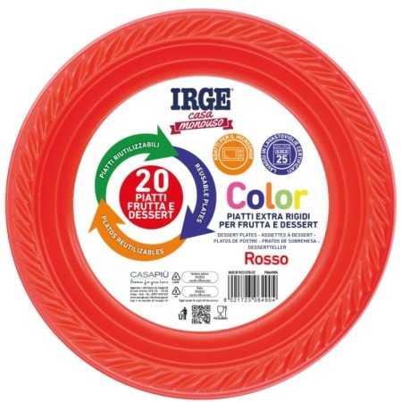 IRGE PIATTI DI PLASTICA RIUTILIZZABILI DESSERT ROSSI PZ. 20
