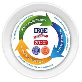 IRGE PIATTI DI PLASTICA RIUTILIZZABILI PIANI DIAM. 22 CM. PZ. 20