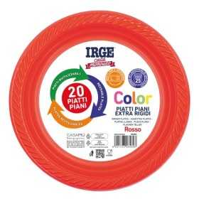 IRGE PIATTI DI PLASTICA PIANI ROSSI RIUTILIZZABILI PZ. 20