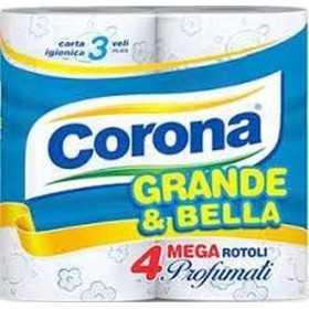 CORONA GRANDE E BELLA CARTA IGIENICA PROFUMATA 4 ROTOLI