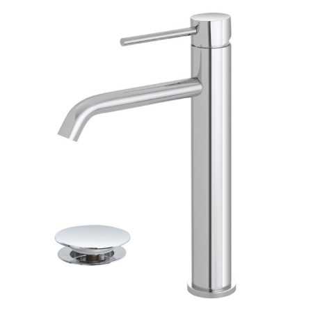 FERIDRAS MISCELATORE LAVABO ALTO IN ACCIAIO INOSSIDABILE SERIE NUEGO COMPLETO DI PILETTA