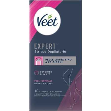 VEET EXPERT STRISCE DEPILATORIE GAMBE E CORPO PELLI NORMALI 12