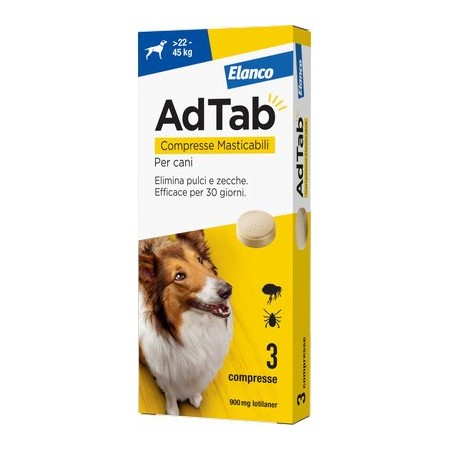 ADTAB COMPRESSE ANTIPARASSITARIO PER CANI ELANCO DA KG 11 A 22 PZ. 3