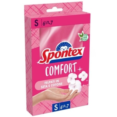 SPONTEX COMFORT GUANTI CASALINGHI FELPATI IN SETA E COTONE S-6