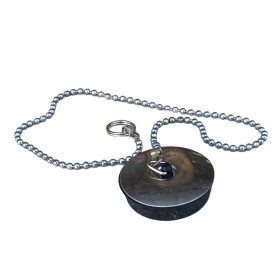 TAPPO IN GOMMA NERA CON CATENELLA PLACCA INOX DIAM. MM. 52