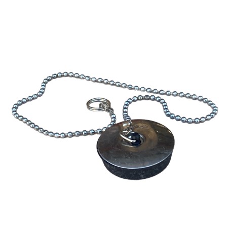 TAPPO IN GOMMA NERA CON CATENELLA PLACCA INOX DIAM. MM. 52
