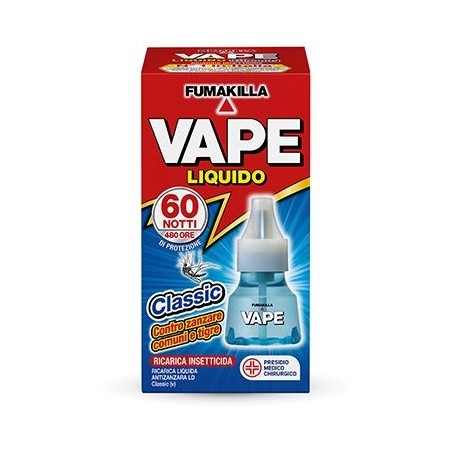 VAPE LIQUIDO RICARICA INSETTICIDA CONTRO ZANZARE E ZANZARE TIGRE 60 NOTTI CLASSIC