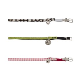 COLLAR FOR CATS WITH BELL GREEN WHITE MM. 10x30cm.