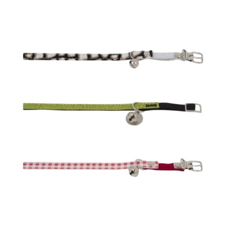 COLLAR FOR CATS WITH BELL GREEN WHITE MM. 10x30cm.