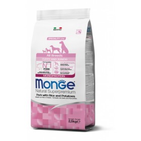 MONGE ALL BREEDS PUPPY & JUNIOR MONOPROTEIN MAIALE CON RISO E PATATE KG.2,5