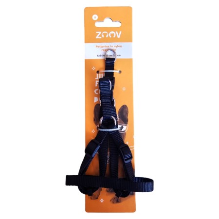 PETTORINA PER CANI REGOLABILE IN NYLON NERO MM.