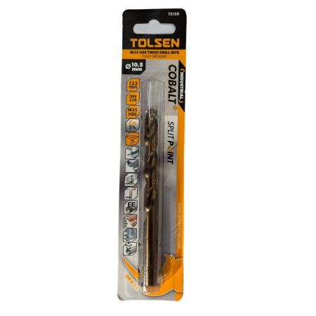 TOLSEN PUNTA PER TRAPANO FORATURA FERRO HSS CUTTER COBALT MM. 10,5