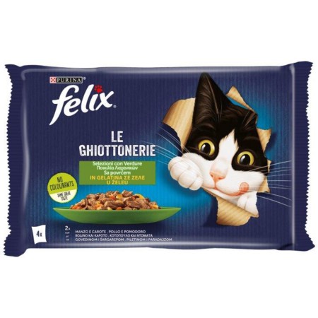 FELIX LE GHIOTTONERIE 4 BUSTE DA 85 GRAMMI 2 MANZO E CAROTE 2 POLLO E POMODORO