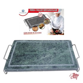 PIETRA OLLARE RETTANGOLARE CON STAND INOX CM. 20x30x1,5