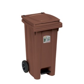 SQUARE URBAN NETTEZZA BIN WITH WHEELS AND PEDAL LT. 120 EARTH BROWN