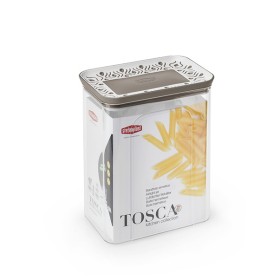 STEFANPLAST RECTANGULAR JAR TOSCA 2,2LT WHITE / LIGHT TAUPE PLUS