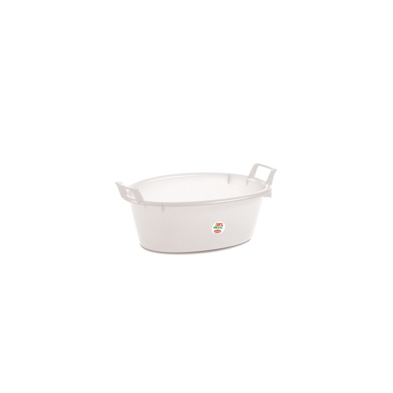 Mobil Plastic - Bacinella/Bagno Ovale in plastica Diametro 50 cm per Alimenti - Bianco Neutro