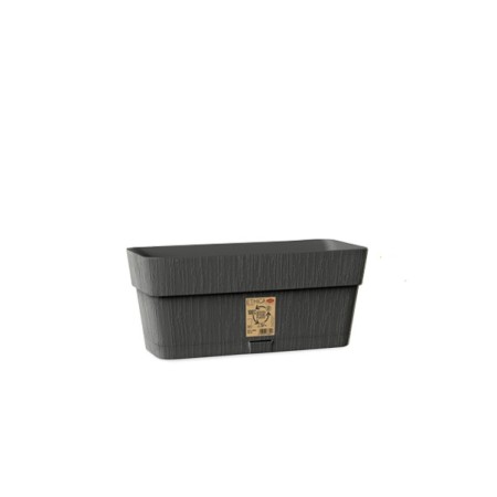 STEFANPLAST BALCONETTA VASO IN PLASTICA ETHICA COLORE GRAFITE OLIVA cm. 30x13x12h.