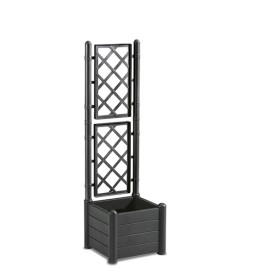 STEFANPLAST FIORIERA ITALIA QUADRA EFFETTO LEGNO CON SPALLIERA ANTRACITE cm 43x43x142h.