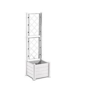 STEFANPLAST FIORIERA ITALIA QUADRA EFFETTO LEGNO CON SPALLIERA BIANCO cm 43x43x142h.