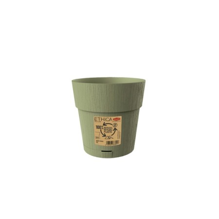 VASO IN PLASTICA ETHICA COLORE VERDE OLIVA cm. 15x15h.