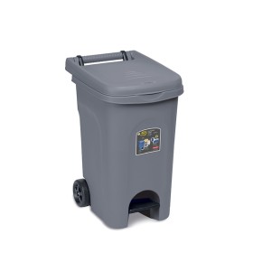 STEFANPLAST URBAN ECO SYSTEM BIDONE CON RUOTE E PEDALE GRIGIO POLVERE LT. 60 51x40x65h.