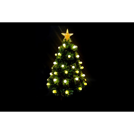 ALBERO DI NATALE VERDE CON 55 LUCI BIANCO CALDO 50 RAMI  CM. 60