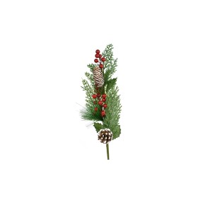 PICK BACCHE CON RAMI E PIGNA PER DECORO NATALIZIO  CM. 63 M.859 ROSSO
