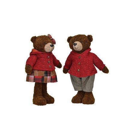 PUPAZZO DI NATALE ORSO BOY&GIRL COLORE ROSSO CM. 50