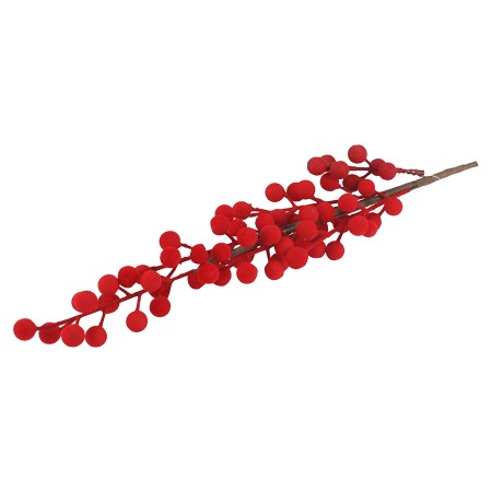 RAMO BACCHE DI NATALE PER DECORAZIONE CASA FLOCCATE