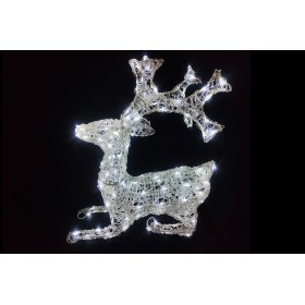 RENNA SEDUTA LUMINOSA DI NATALE PER ESTERNO LUCE BIANCA CM. 55x15x62 IP44