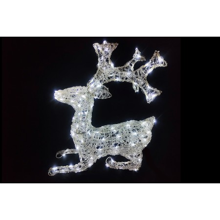 RENNA SEDUTA LUMINOSA DI NATALE PER ESTERNO LUCE BIANCA CM. 55x15x62 IP44