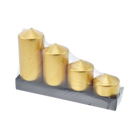 SET 4 CANDELE PILLAR DI NATALE COLORE  ORO